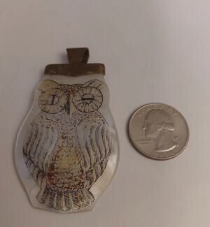 vintage carved mother-of-pearl owl pendant